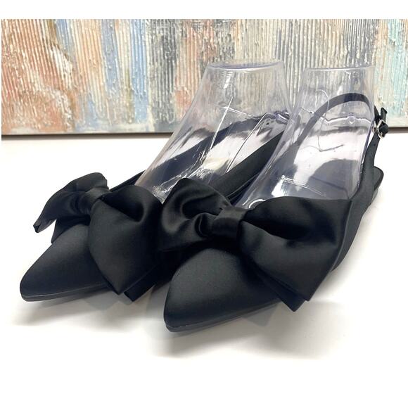 Shelby Bow Slingback Ballet Flats Black - A New Day - Size 8 - Memory Foam - Picture 1 of 6